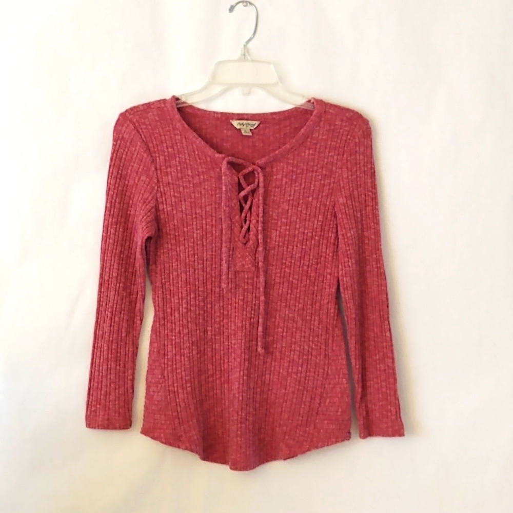 Lucky Brand pink ribbed long sleeve sweater size s
